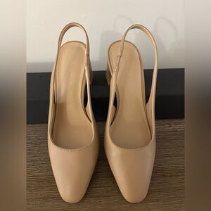 Ann Taylor Beige Leather Slingback Heels